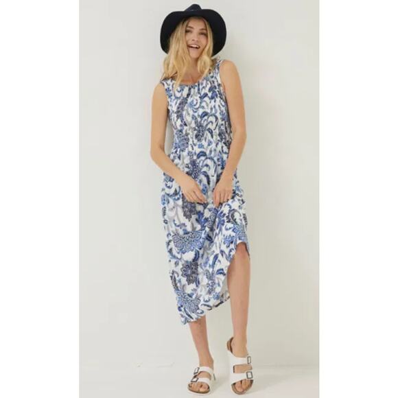 Fat Face Anna Palace Floral Peasant Midi Dress Cottage Boho Vacation Size 20 NWT - Picture 1 of 10